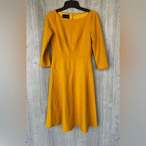 Donna Morgan Mustard Yellow 3/4 Sleeve Midi Dress Size 4
